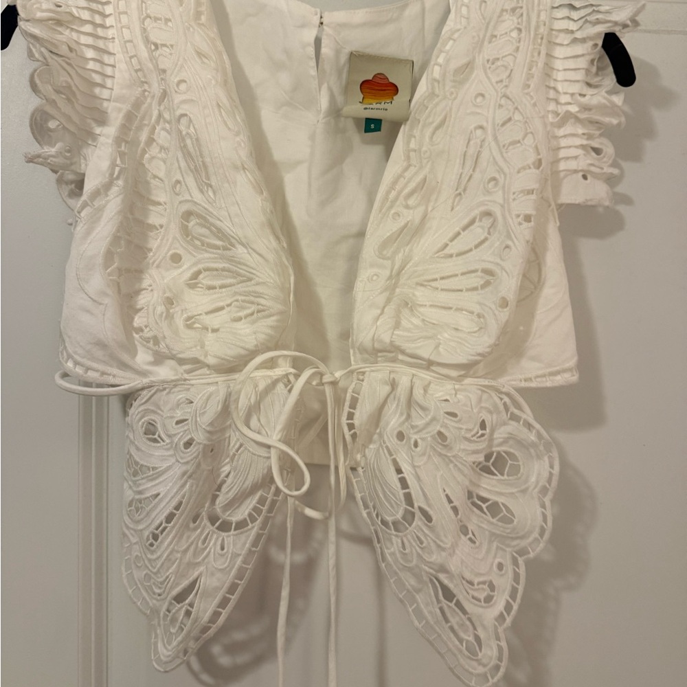 FARM Rio White Embroidered Blouse